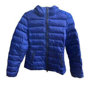 AMERICAN EAGLE Blue Down Bubble Puffer Coat Size Medium